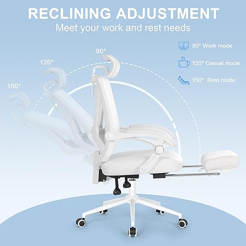 Miniatura 4 de Misolant Silla de oficina ergonómica con reposapiés, silla de escritorio ergonómica con soporte lumbar 2D ajustable, silla de oficina de respaldo