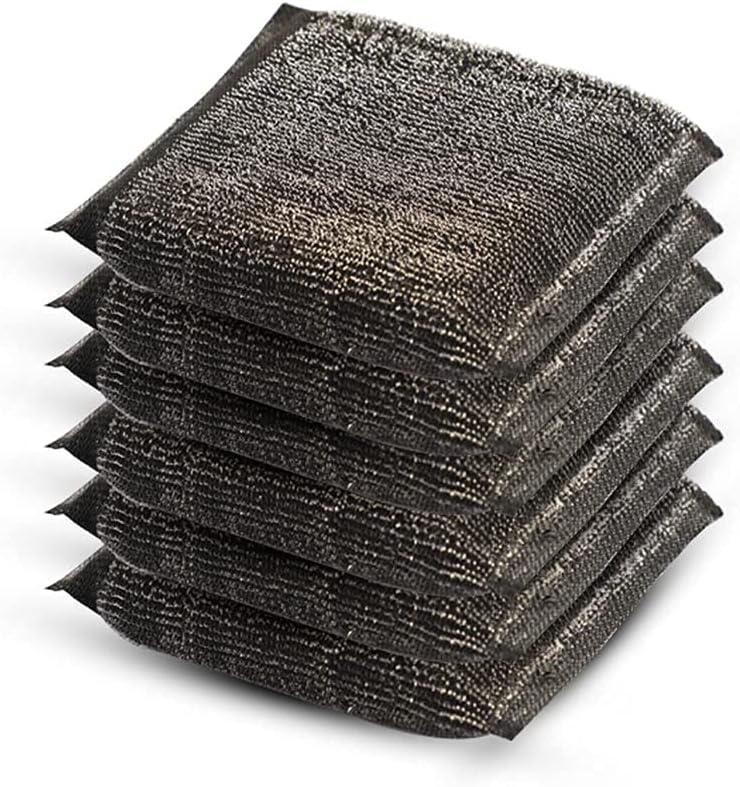 RAMANUJA Multipurpose Steel Foam Pad Sponge Scourer Kitchen Scrubber Suitable for Dish/Utensils/Tiles, WashBasin (Black Color) Scrub Sponge 3 Times Better Than Regular Sponge pad (Pack of 6)