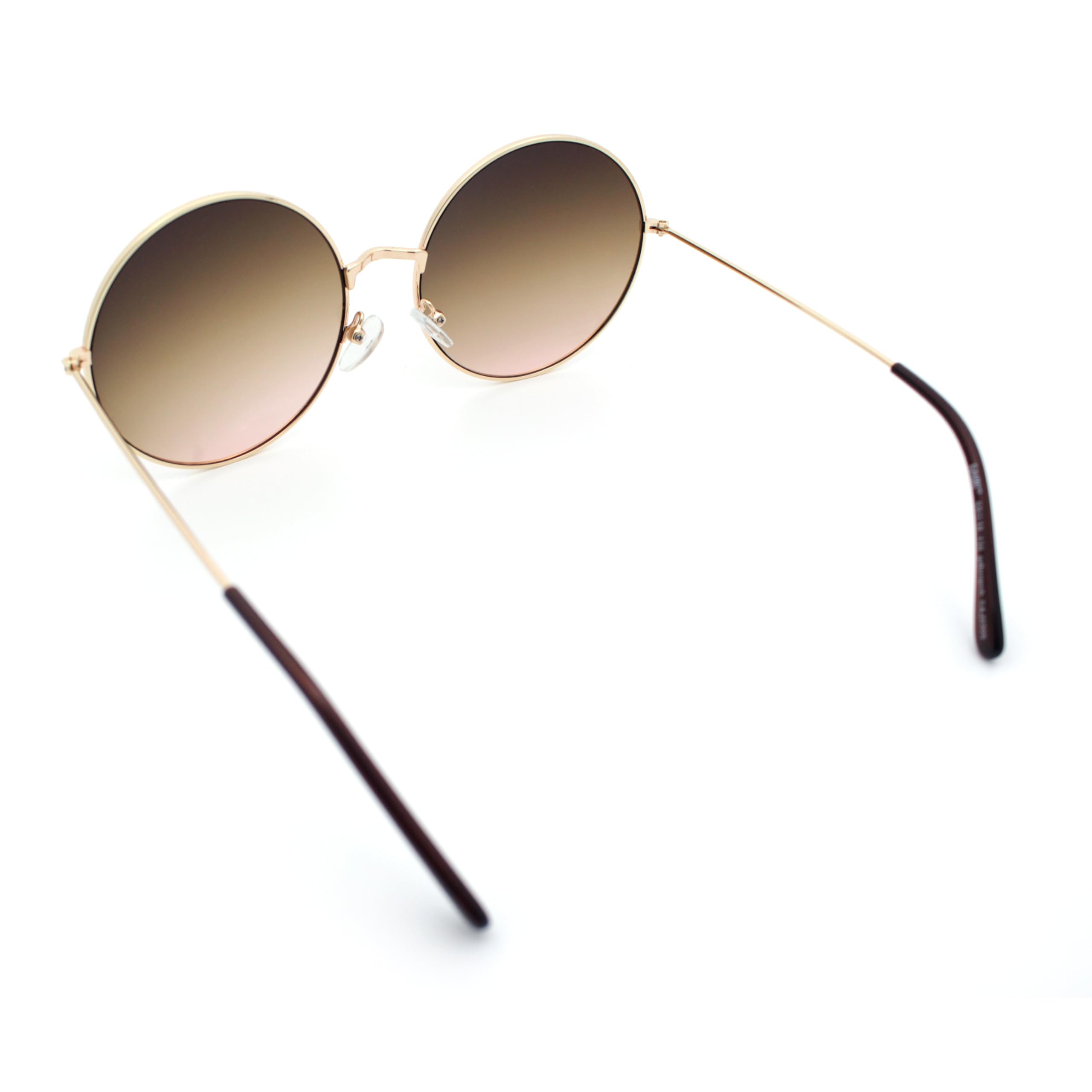 Klassische Übergröße Joplin Style Hippie Runde Gläser Sonnenbrille, Gold (Gold Brown Peach), Einheitsgröße