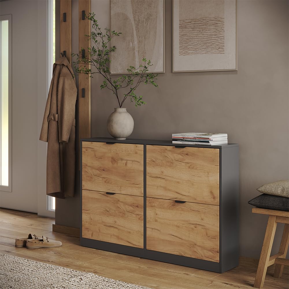 Vicco Scarpiera da ingresso Gizmo, Rovere dorato/Antracite, 115 x 77.6 cm