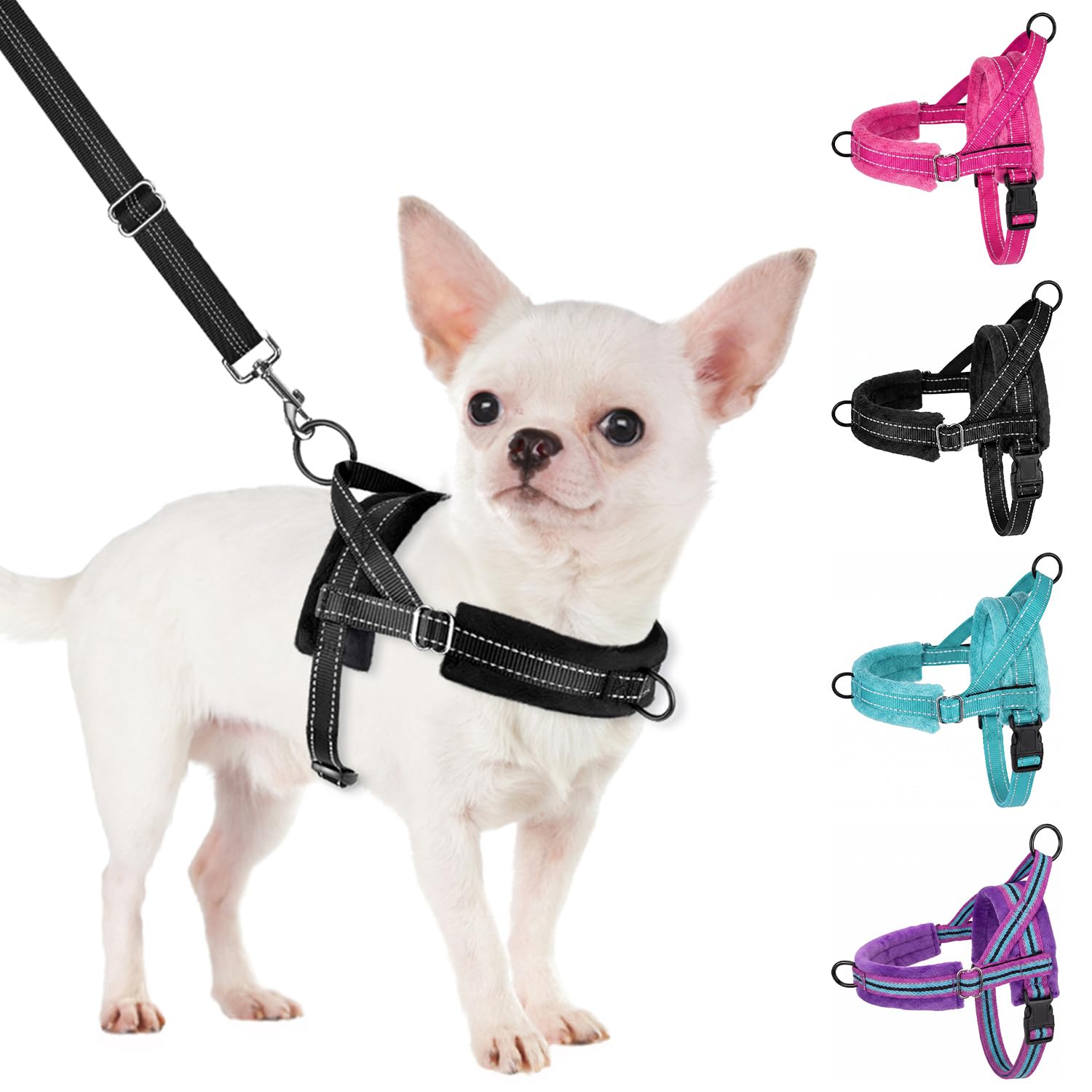 SlowTon Kein Pull Hundegeschirr und Leine, Heavy Duty Easy Walk Vest Harness Weich gepolsterte Reflective Adjustable Welpengeschirr Anti-Twist 4Ft Pet Blei Quick Fit X-Small Schwarz