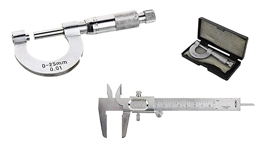 Bestest awesome vernier caliper+screw gauge 25mm combo packmicrometer slide caliper 12.5cm metallic for measurement of round objects and depth used in industrial,home or general use
