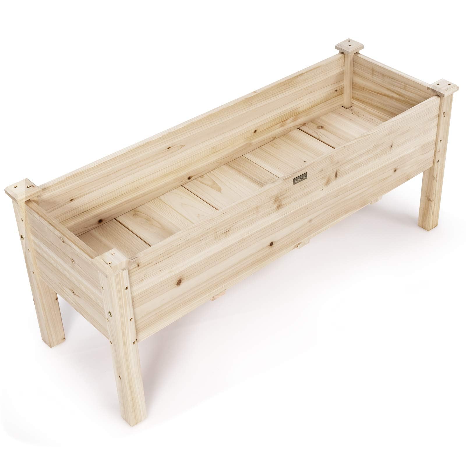 RELAX4LIFE Huerto Urbano de Madera de Abeto 120x43,5x51cm, Jardinera Elevada con 5 Agujeros de Drenaje para Verduras, Flores, Frutas, Mesa de Cultivo para Adultos y Niños, Carga 100kg