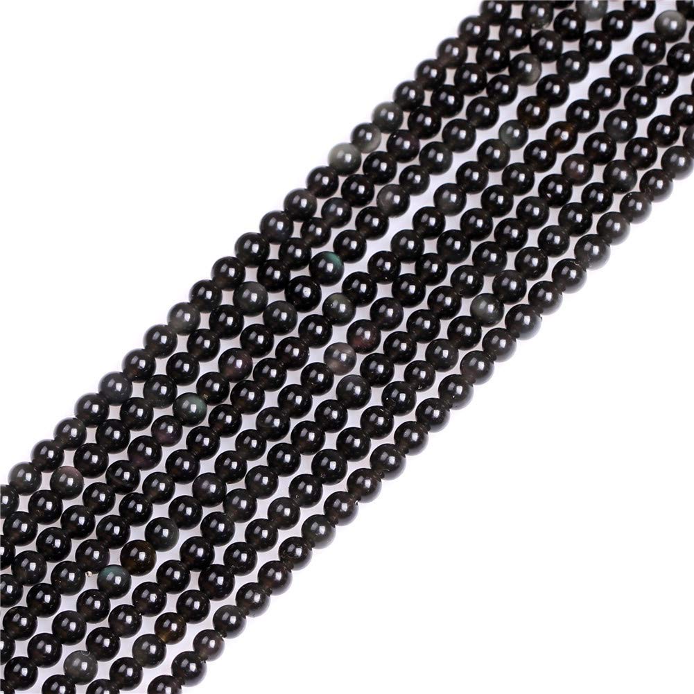 Gem-Inside Create Your Own Fashion Black Obsidian Gem-Inside Natural 4Mm Round Gemstone Semi Precious Loose Beads For Jewellery Making 15''