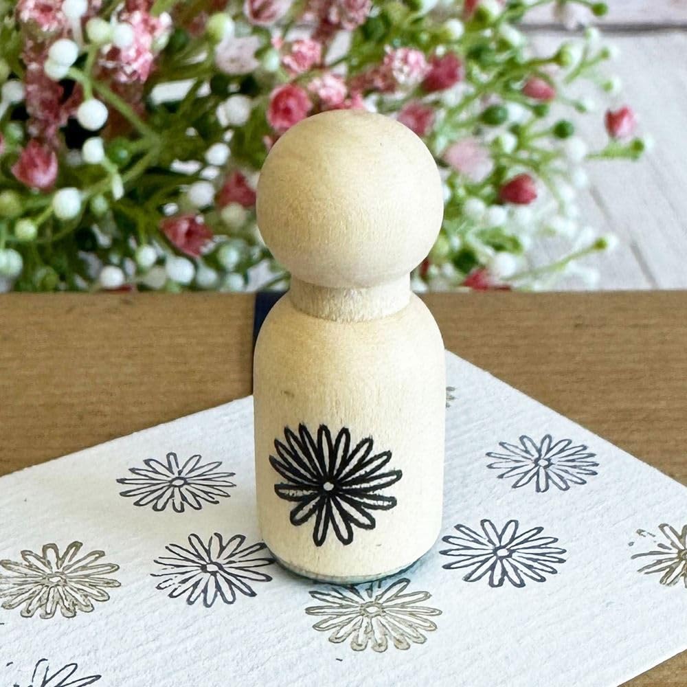 Daisy Flower Mini Rubber Stamp, Ink Stamp for Cards Envelopes Scrapbook, Wooden Floral Stamp, DIY Tags Crafts, Wedding Crafts