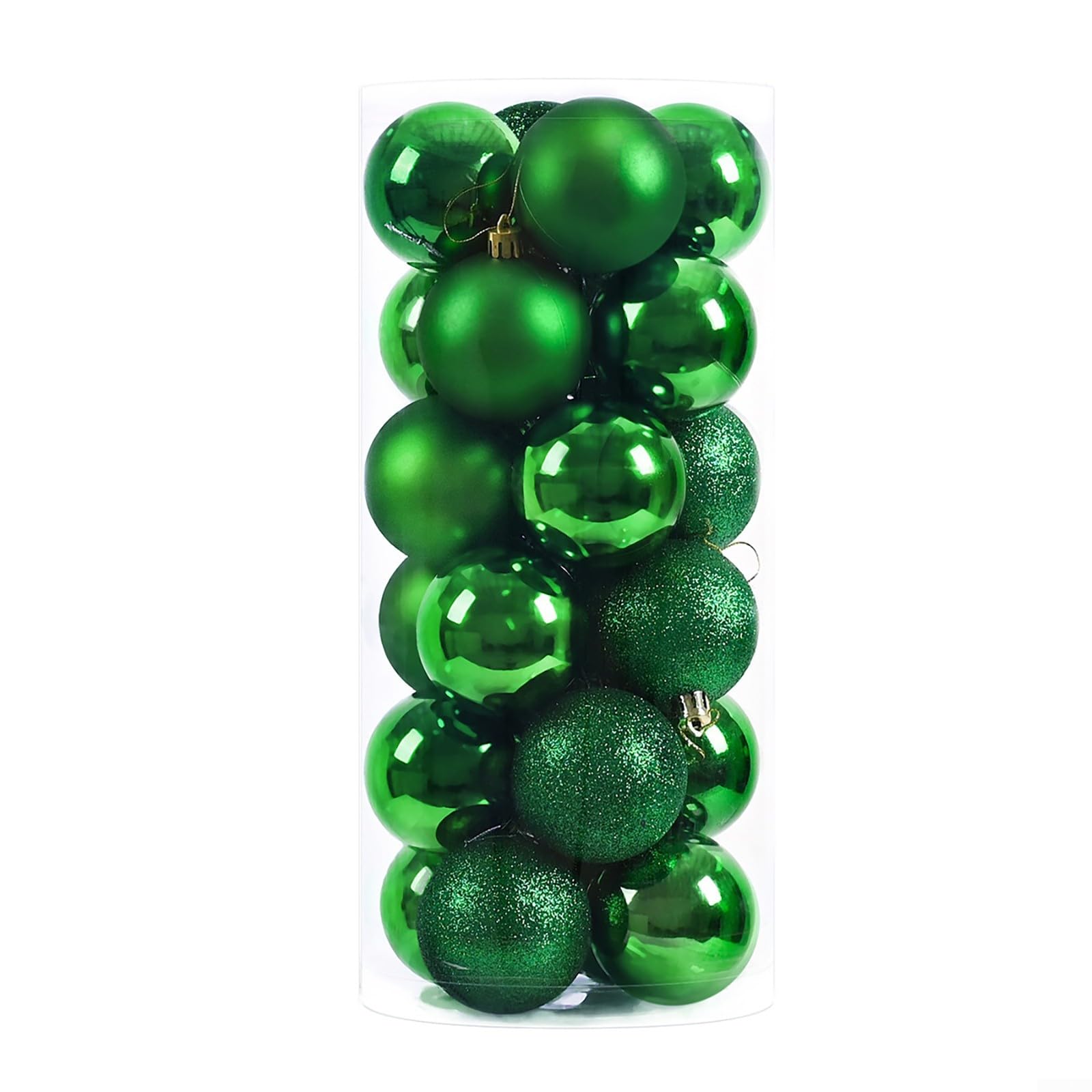 Juego de 24 bolas de decoración de Navidad con purpurina para árbol de Navidad y centros de mesa (verde)