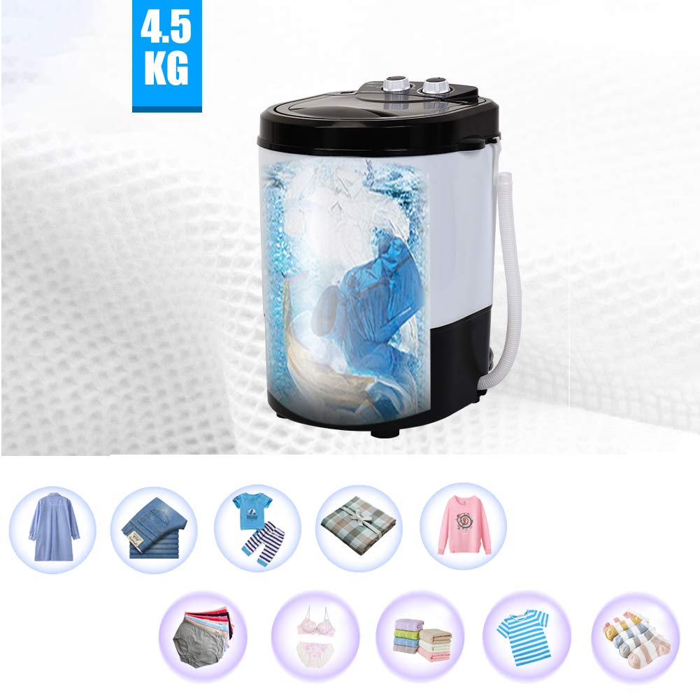 Mini pralka jednocylindrowa, przenośna pralka elektryczna, mała pralka elektryczna, pralka domowa z koszem odpływowym do prania, pojemność 4,5 kg