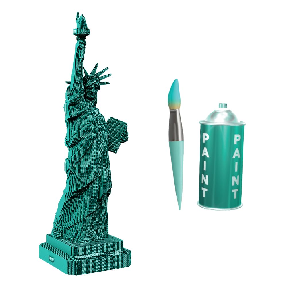 CARTONIC Statue de la Liberté Puzzle 3D en Carton – Maquette à Monter | 176 Pièces, 39 × 13 × 11 cm – Kit Sculpture DIY à Peindre, Matériaux Recyclés, Ados & Adultes, Idée Cadeau Déco