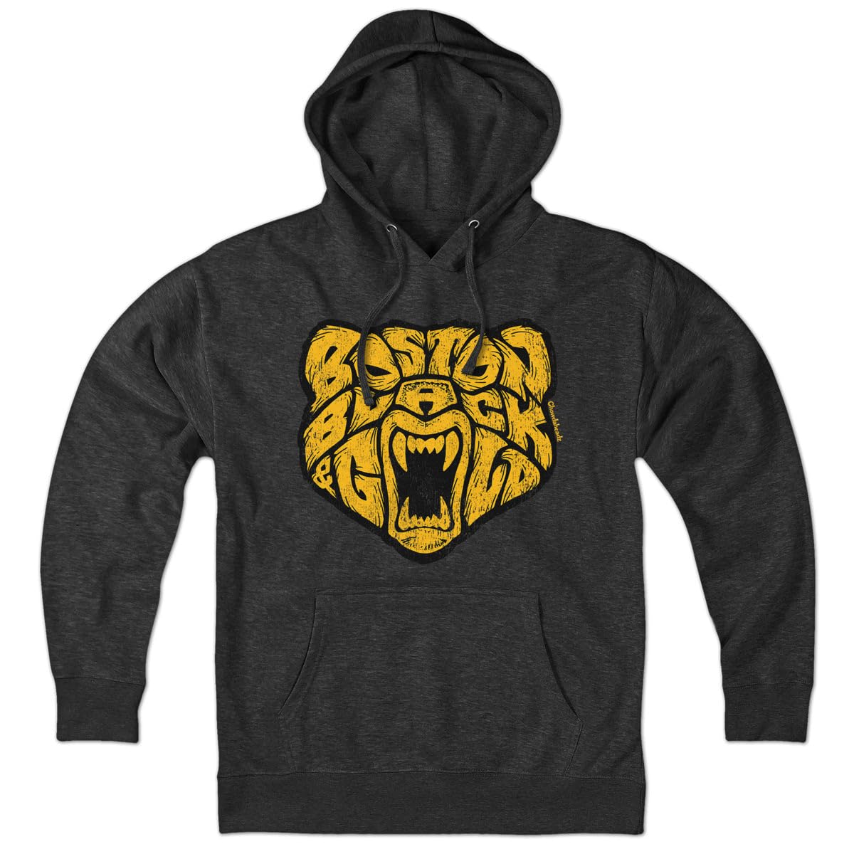 Chowdaheadz Boston Black & Gold Bear Hoodie – Unisex Pullover Sweatshirt Soft Cotton Blend