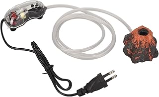 Vulcão de Borbulhador de Ar de Aquário, Lindo Ornamento de Vulcão de Bomba de Oxigênio Realista Oxigenando para Aquário (Plugue UE 220V)