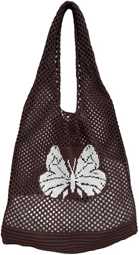 ENBEI Bolsas bohemias, bolsa de punto de hombro, bolsa de mano Y2K estética, bolso de ganchillo lindo para mujeres, regalos hippie
