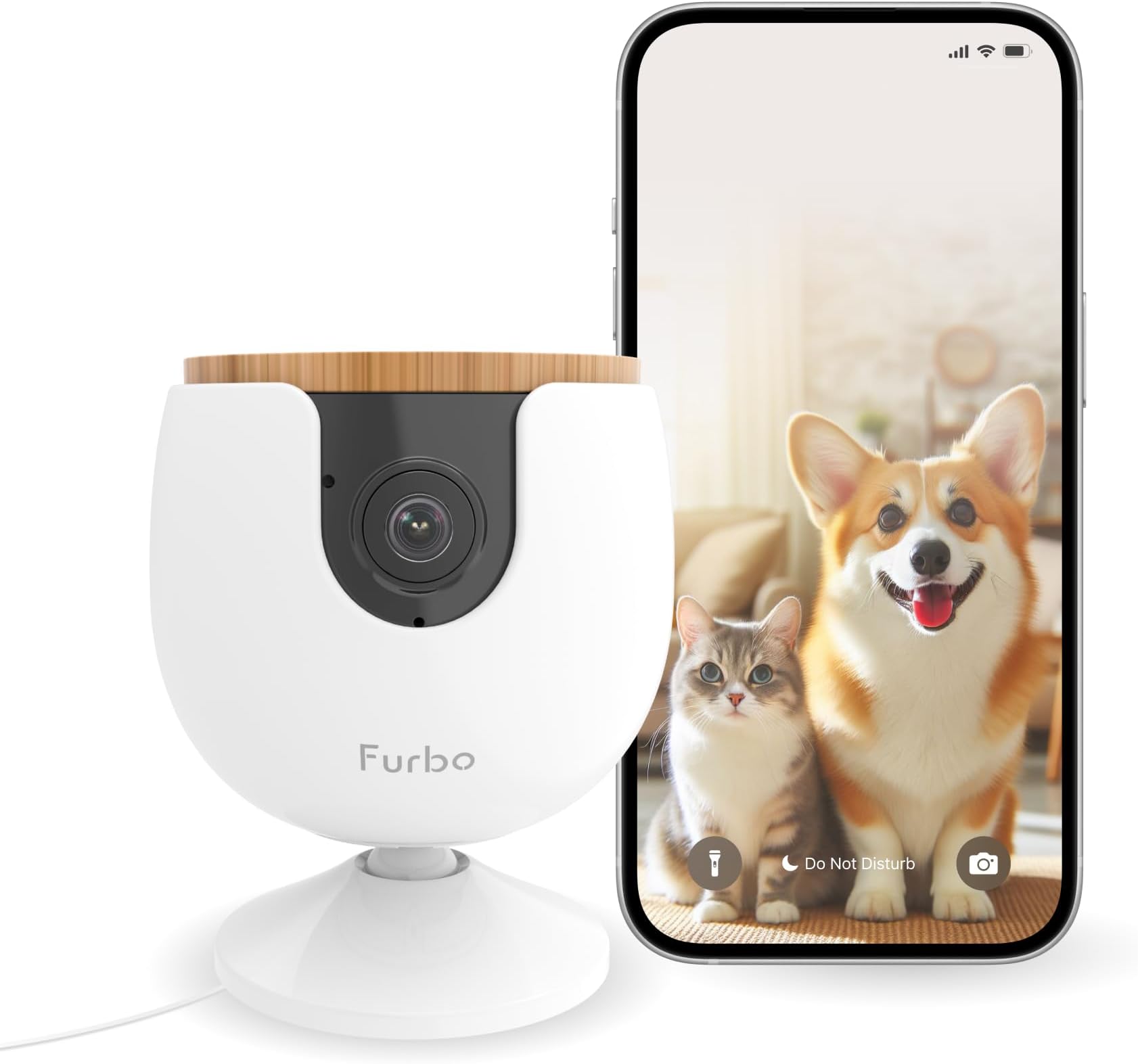 [Official] Furbo Mini Camera, Premium Flat-rate Package | Pet Camera Brand Loved by 1.1 Million People, Small Pet Camera, Dogs and Cats, Smartphone Compatible, Answering Machine, Wall Mount,