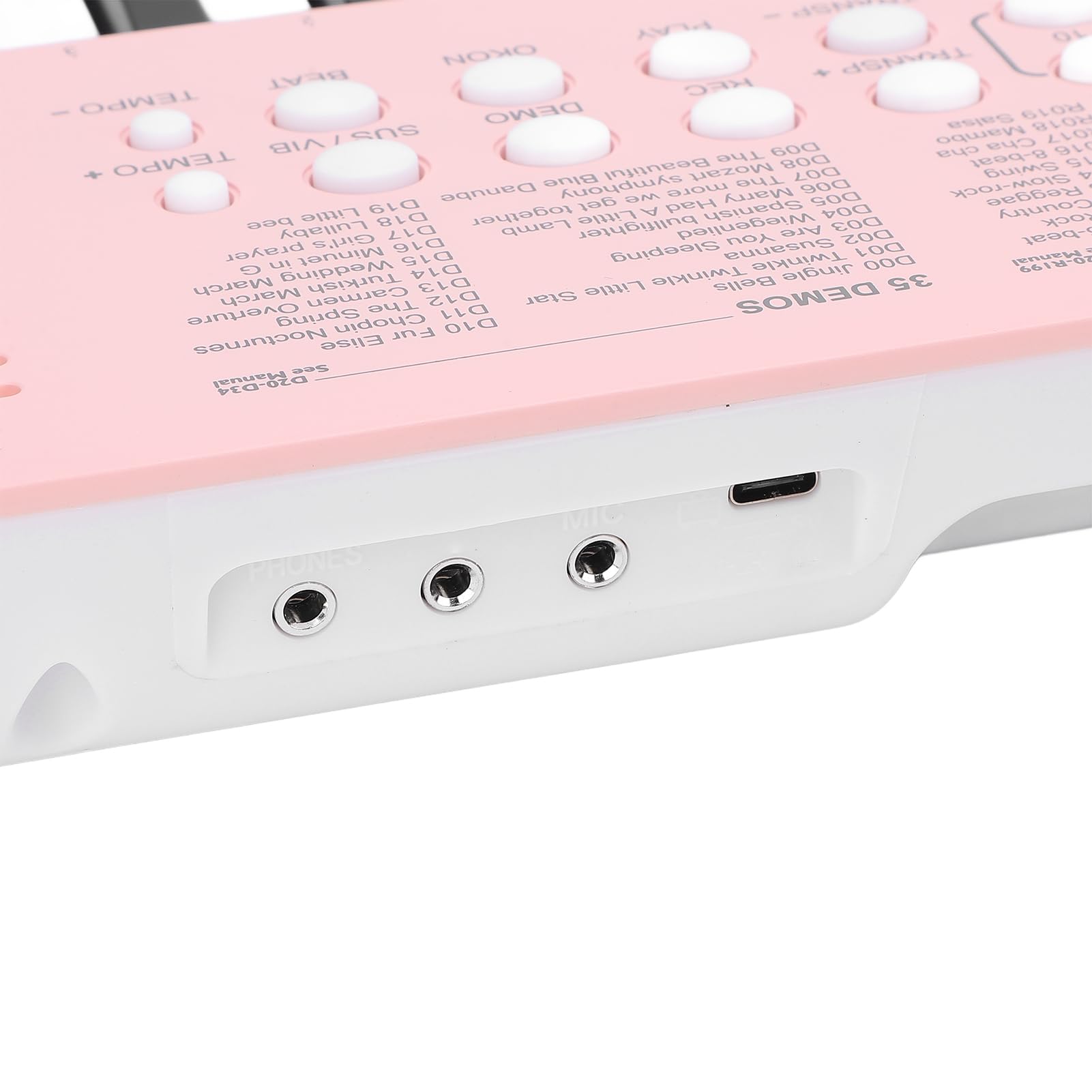 Pianoforte elettronico ZenithAur a 37 tasti con riproduzione della registrazione di brani, tastiera digitale in modalità doppia alimentazione per esercitarsi nella composizione (Rosea)