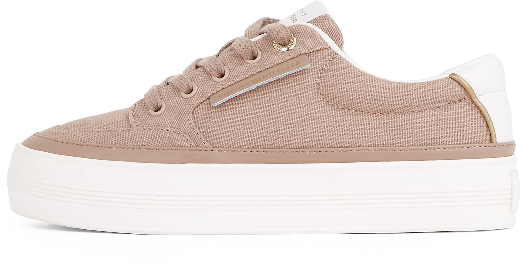 Tommy Hilfiger Women's Essential Textile Platform Vulcanised Trainers, Brown (Claystone), 7.5