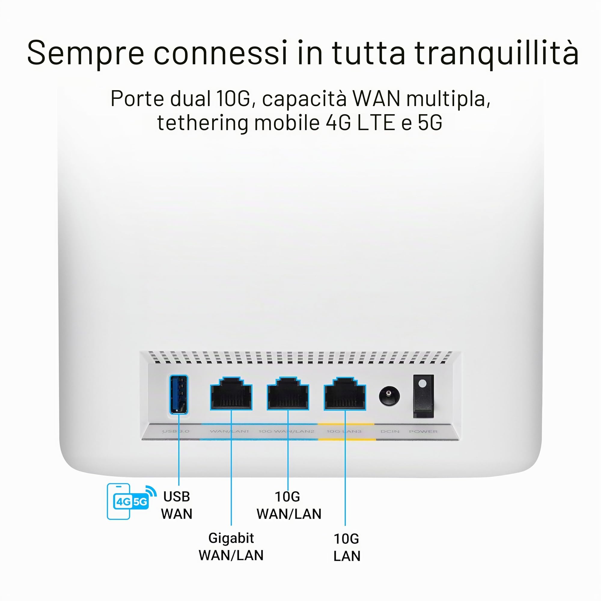 ASUS ZenWiFi BT10 2-Pack - Per Modem Operatore e ONT, WiFi-7 Mesh, 18 Gbps, 557 m2 (2 unità), Due porte 10G, Sicurezza e Parental Control, Smart Home Master SSID, Mobile Tethering 4G e 5G, Bianco