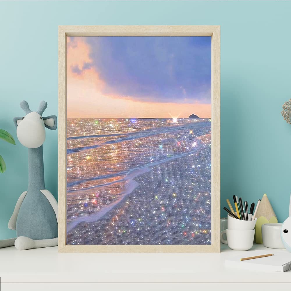 DCIDBEI Diamond Painting Paesaggio Mare 40x50 Cm | Kit 5D Tela Tramonto Spiaggia Con Diamanti Quadrati Per Adulti