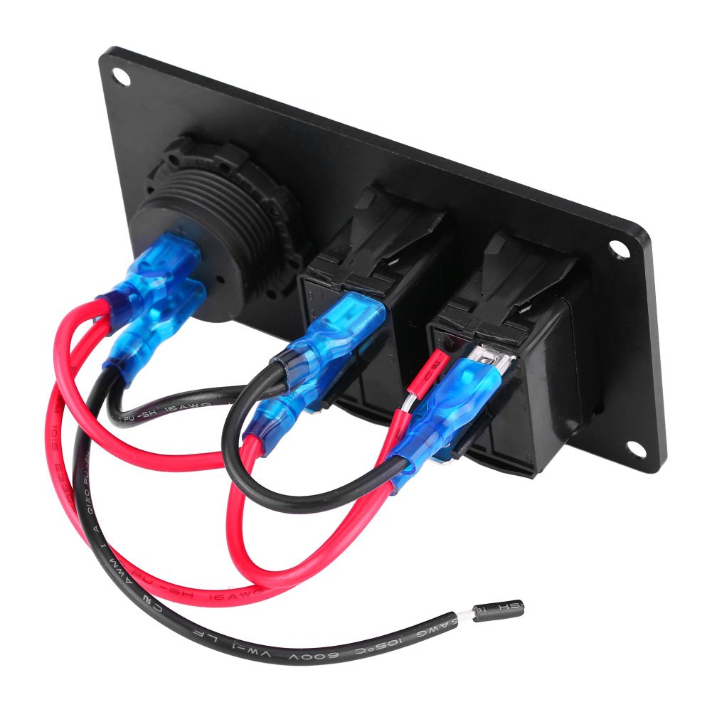Pannello interruttori a bilanciere, 2 pulsanti 12-24V rosso Pannello interruttori a bilanciere a LED rosso con voltmetro per auto RV Marine Boat