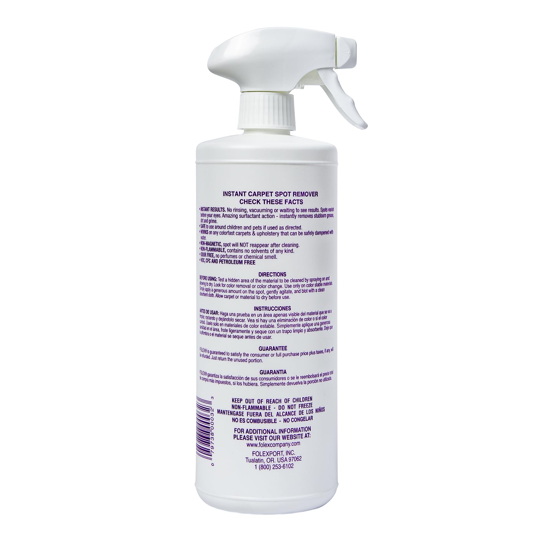 FOLEX Instant Carpet Spot Remover Carpet Cleaner - 32 oz - Removes Pet Accidents, Grease, Red Wine and More