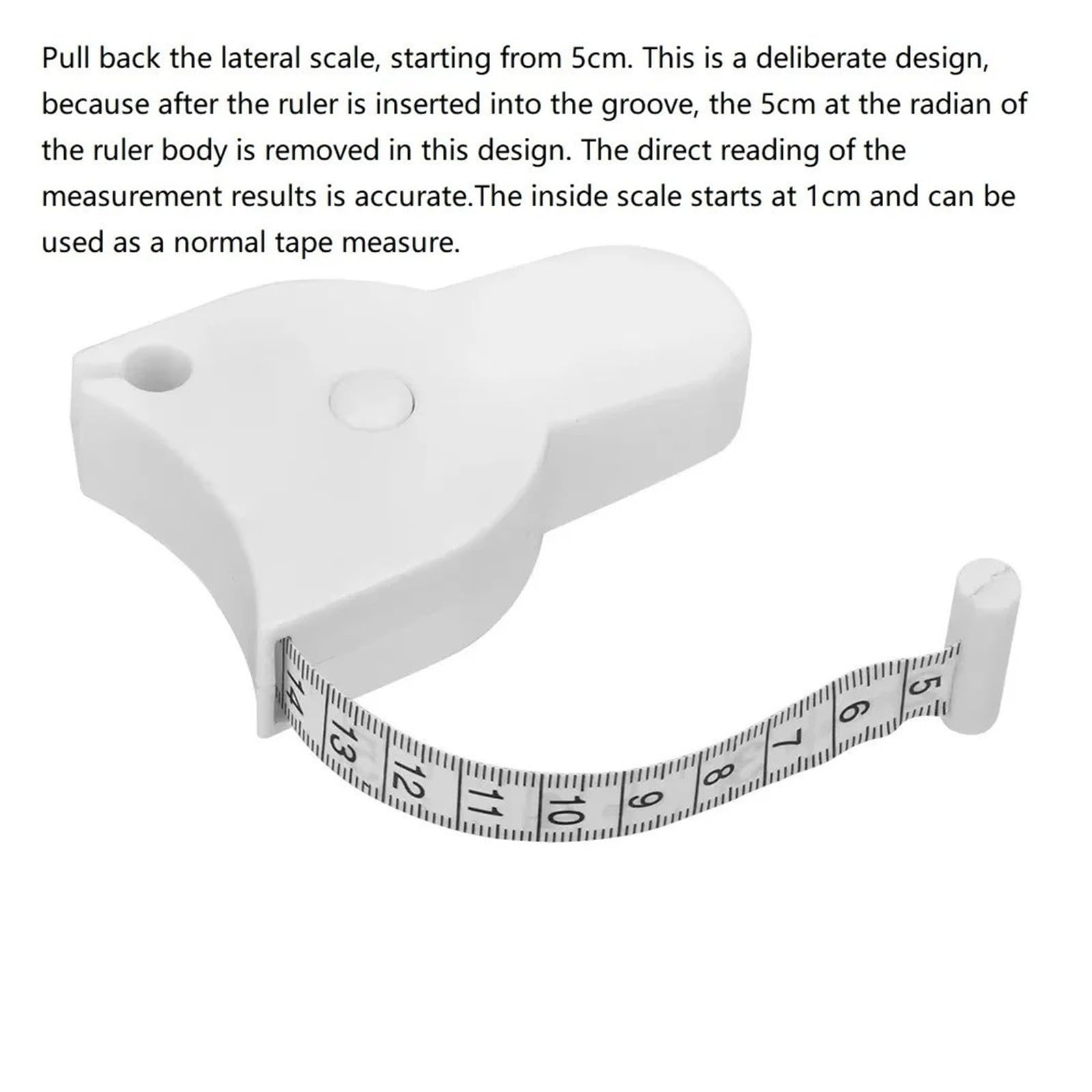 Cinta corporal retráctil automática de 150 cm (blanco)