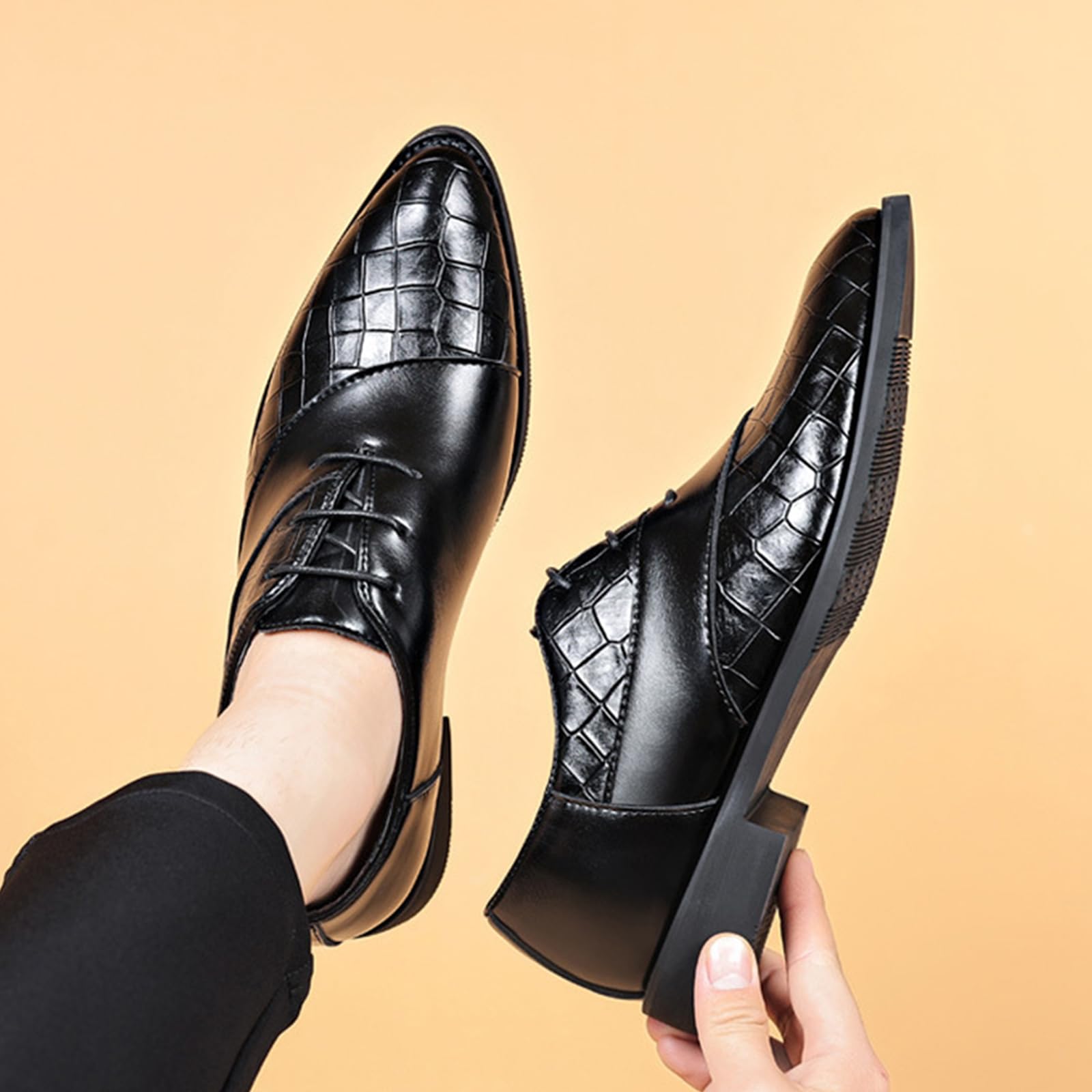 Scarpe Eleganti da Uomo Scarpe Formali con Punta | Stringate Classiche oxford in pelle PU Antiscivolo Business Matrimoni affari Cerimonia