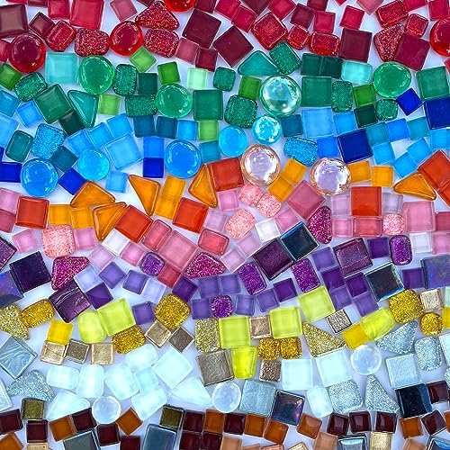 LITMIND 1.1LB Assorted Colors Irregular Crystal Glass Mosaic Tile...
