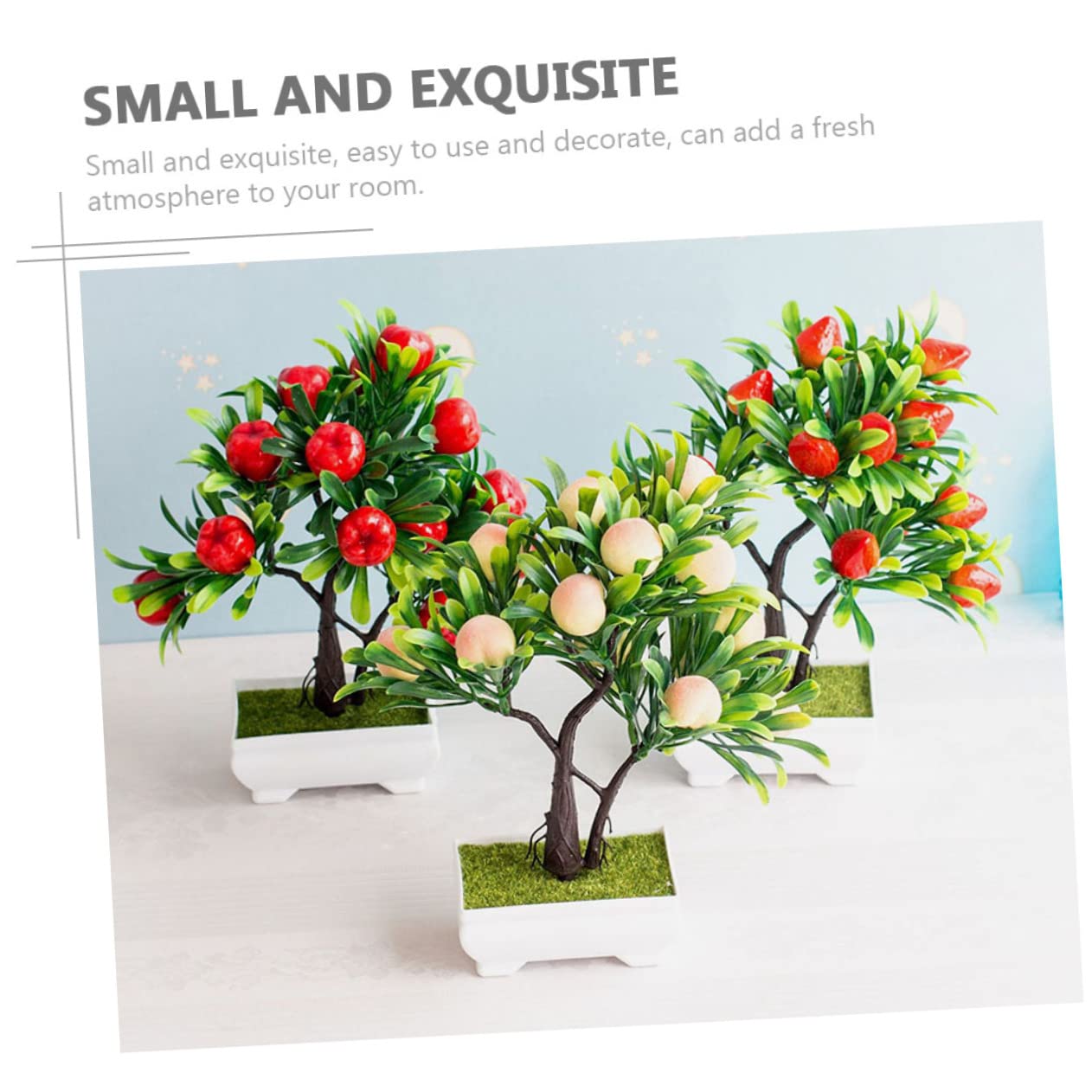 ABOOFAN 2 Pièces Simulation bonsaï arbousier Plantes artificielles Plantes d'intérieur fraisiers artificiels décor d'arbre aux Fraises Ornement Décoration de Bureau Faux arbousier Fruit