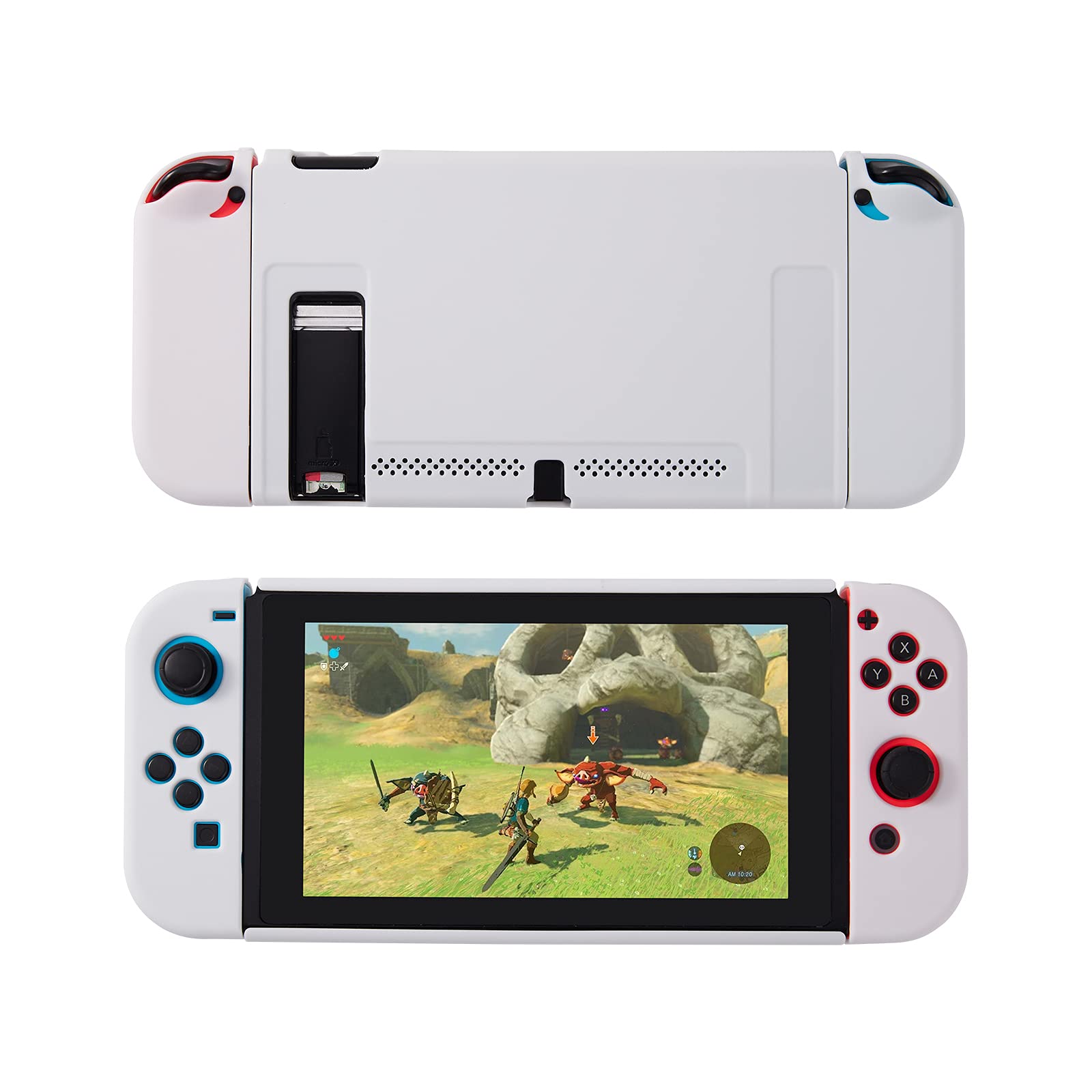 MYCHEER Cover Case Compatible with Nintendo Switch,PC Material Macaron Solid Frosted Protective Cover Creative Accessory, Anti-Drop Separable Handle Case Can Inserted Base Protective Shell (White)