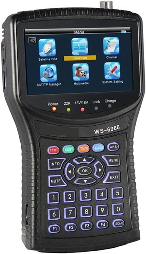 Satellite Finder, WS 6966 Satellite Finder Meter PWR CBER MER MPEG4 DVB-S2 Meter WS6966 HD HD Satellite Singnal Finder Spectrum for Adjusting Sat Dish