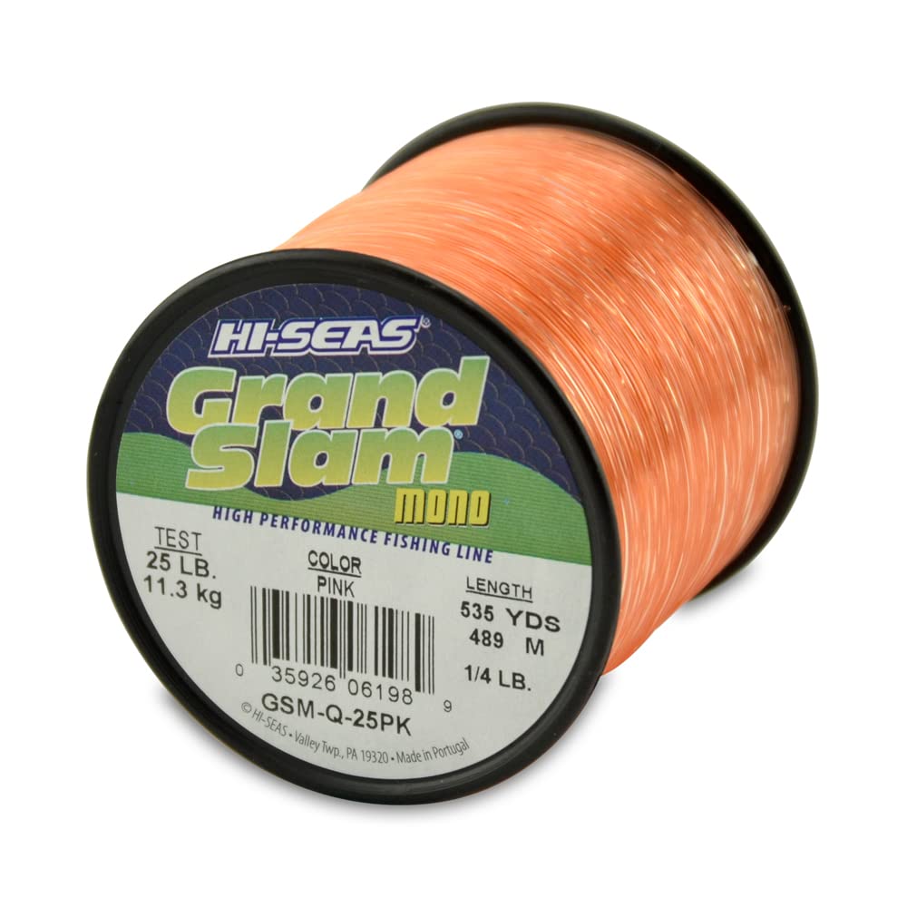 HI-SEAS Grand Slam Monofilament Fishing Line - Strong & Abrasion Resistant in Clear, Pink, Green, Smoke Blue, Fluorescent Yellow Freshwater &