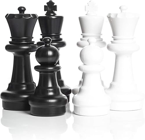 MegaChess Juego completo de piezas de ajedrez premium grandes con rey de 12 pulgadas de alto, blanco y negro