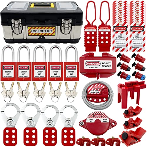 Lockout Tagout Kit - Clamp-on Circuit Breaker Lockout Group Lockout Hasps Loc...