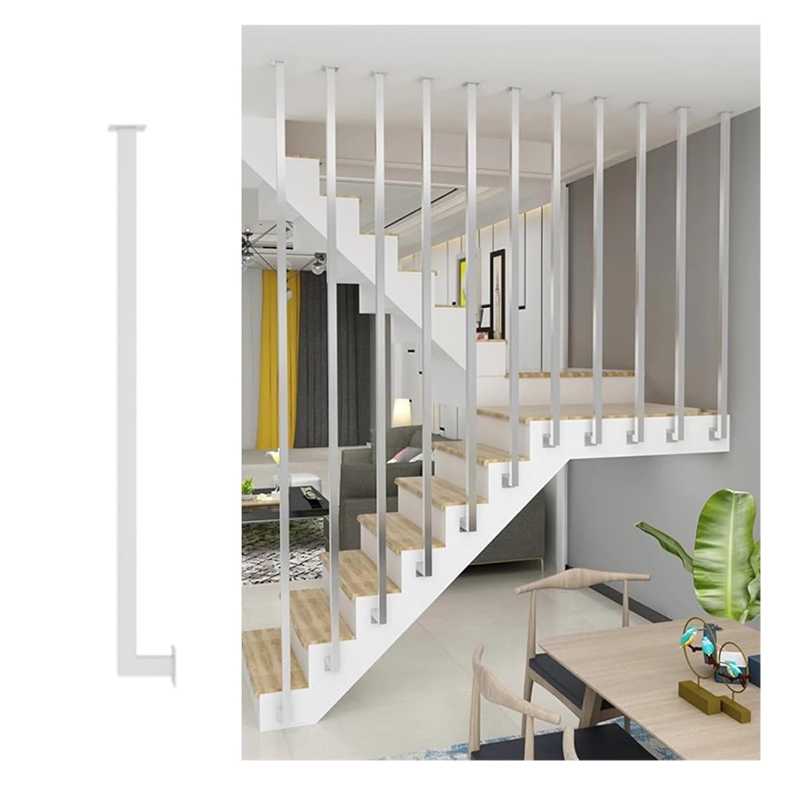 Adjustable Metal Stair il - 76.8in Sturdy Iron Railing with Black Balusters, Perfect for Indoor Attics, Hallways & Modern Home Decor - Enhance Safety & Style 80.7in/205cm