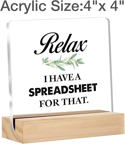Miniatura 2 de Divertidos regalos de contador de oficina Relax I Have a Spreadsheet for That Clear Desk Letrero decorativo de humor de oficina, letrero acrílico