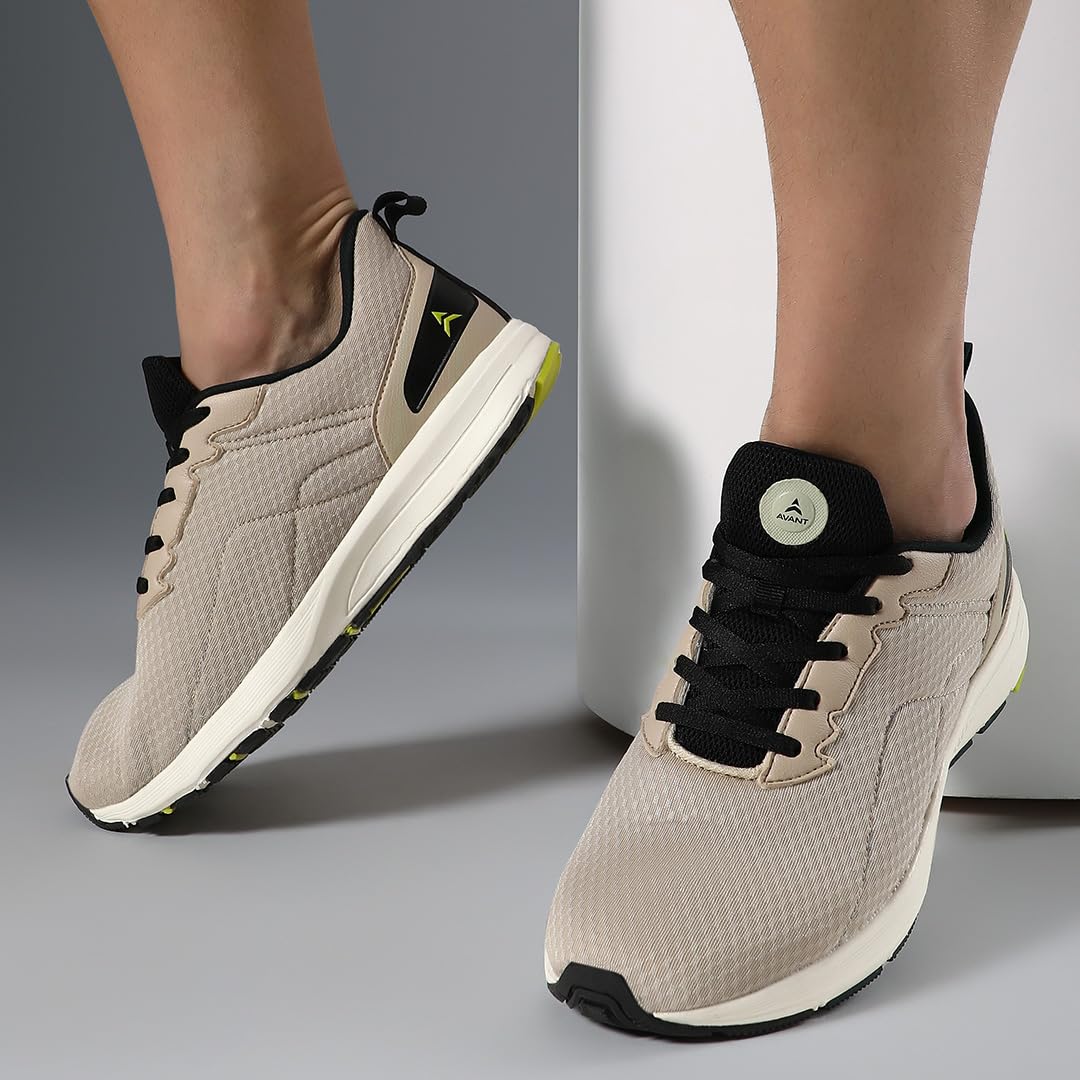 AVANT Men's AirRun Running Shoes - Superior Cushioning, Enhanced Grip Outsole, Superior Traction, Anti Skid, Lightweight, Shock Absorption Tech, Sports Footwear (AVMSH188CL01UK7_Beige_UK7) 2