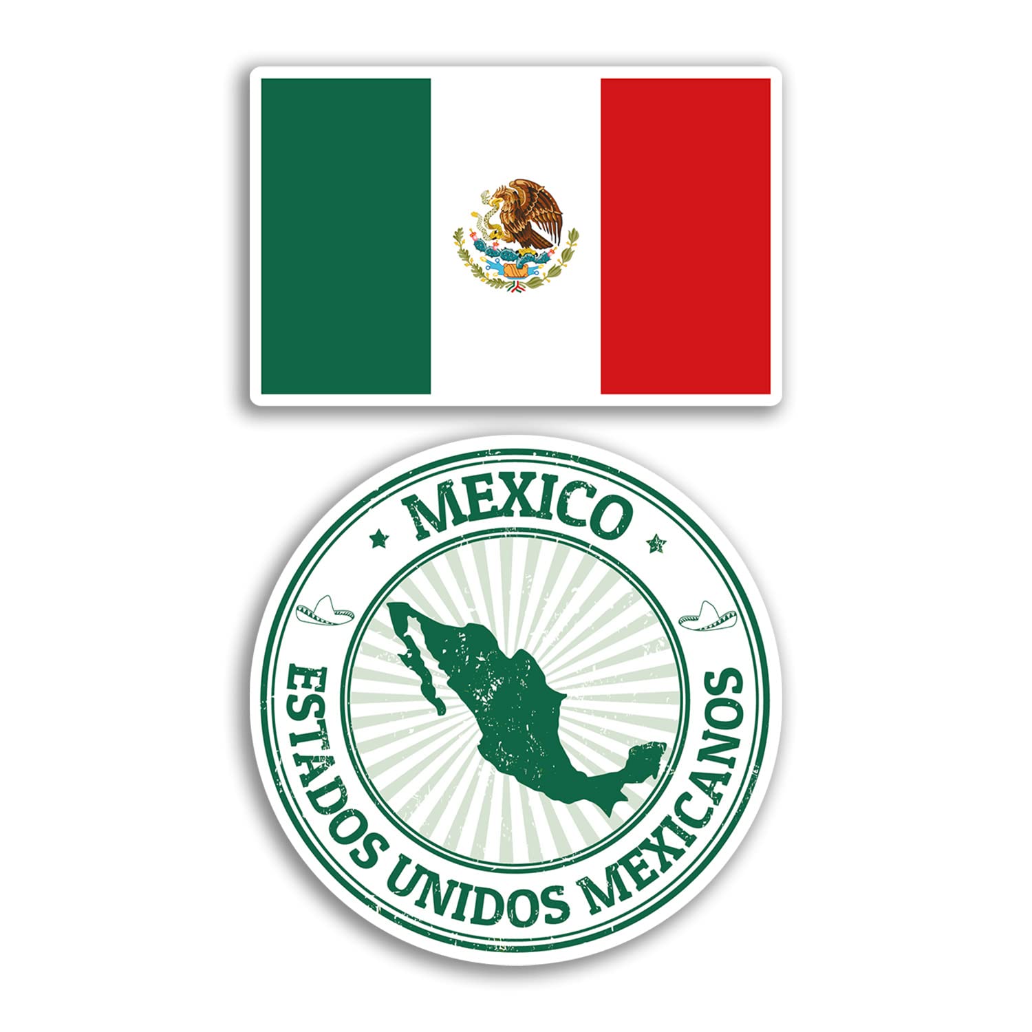 Dv Design Multi 2 X 10Cm Wide Mexico Vinyl Stickers - Mexican Map Holiday Adventure Travel Country Scrapbooking Gift #78675