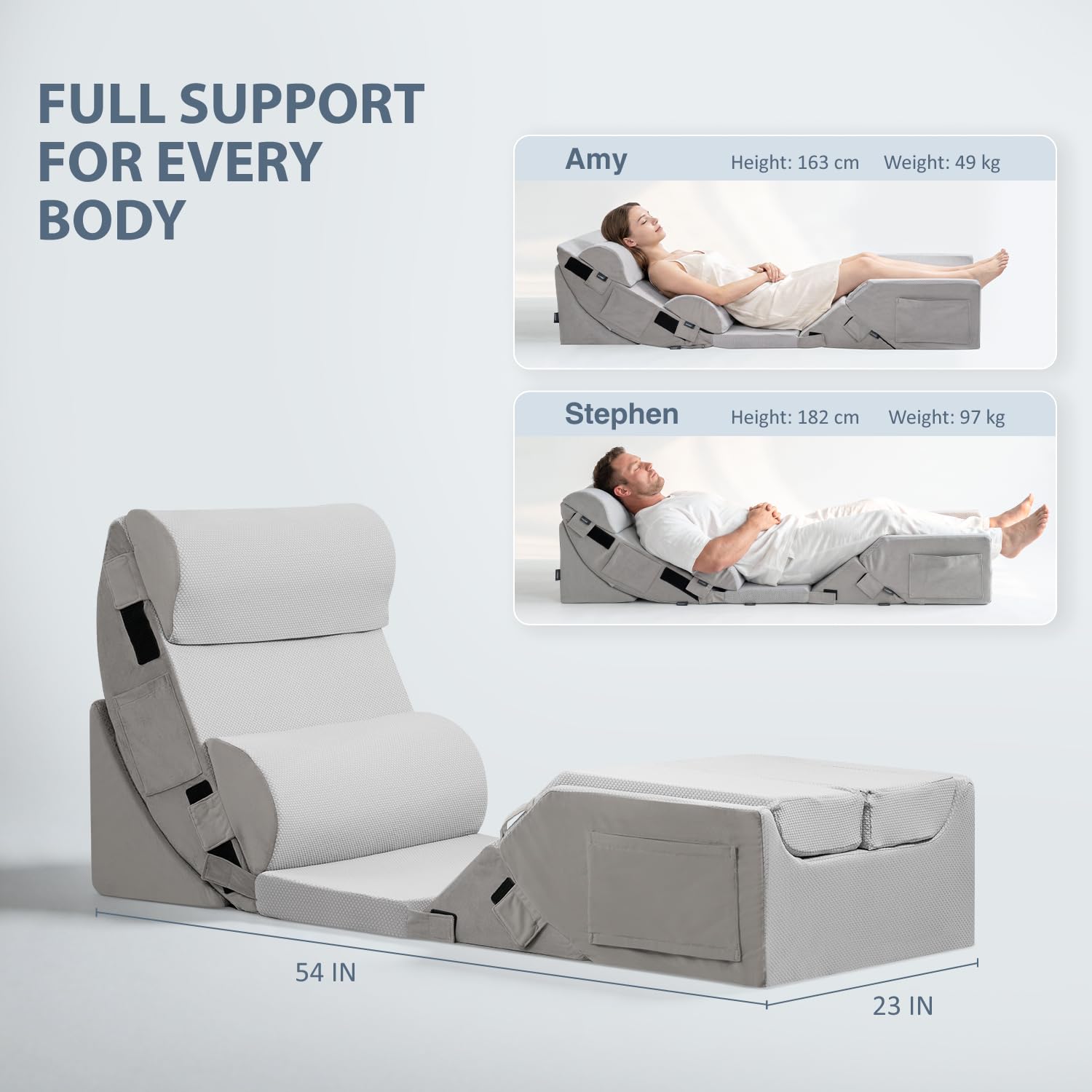 Juego de 9 almohadas ortopédicas de cuña para la recuperación después de la cirugía, posicionadores corporales para aliviar el dolor de espalda y piernas, comodidad de espuma viscoelástica ajustable