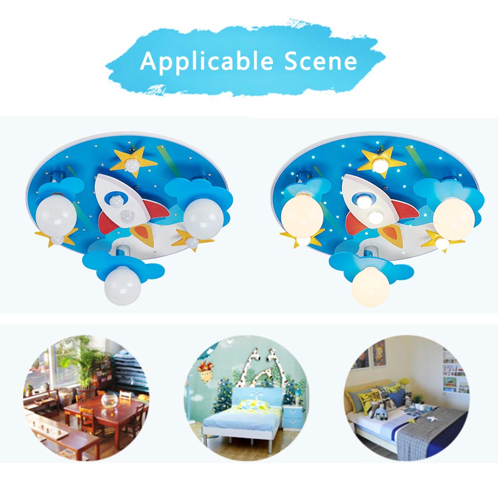 E27 Plafondlicht Kinderkamer Lamp Plafondlamp Universum Raket Plafondlampen E14 Plafondspot LED Kroonluchter Voor Babykamer Kinderkamer Jongen Meisje Slaapkamer Woonkamer Kinderverlichting (60CM