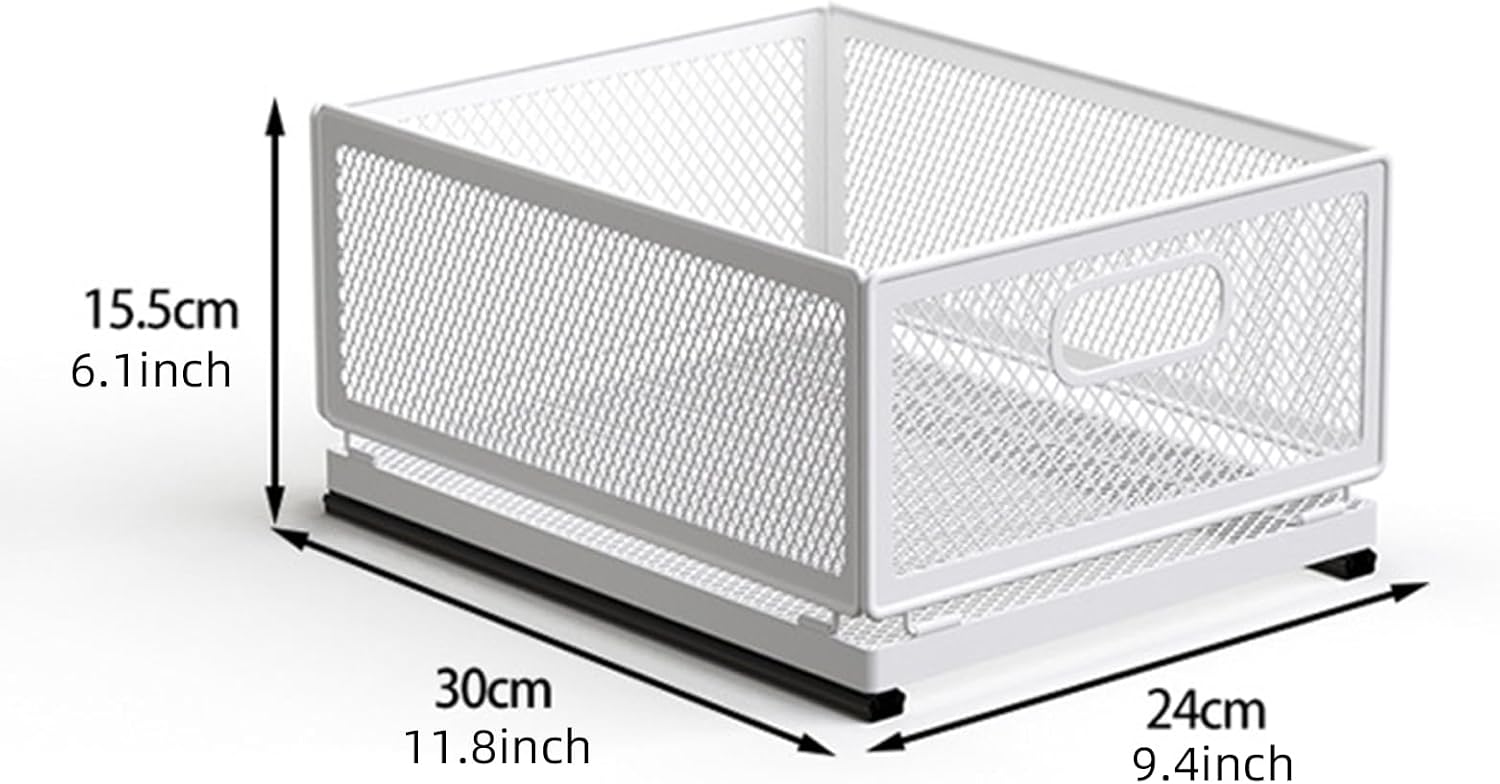 Elegant Space Saving Designs Sliding Drawer Cabinet Organizers Adhesive Coated Sturdy Carbom Steel Storage Basket Sliding Drawer