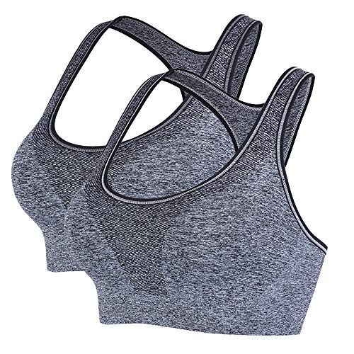 Litthing Women's Sports Bra Low Support Racerback Padded Seamless Support for Yoga Workout