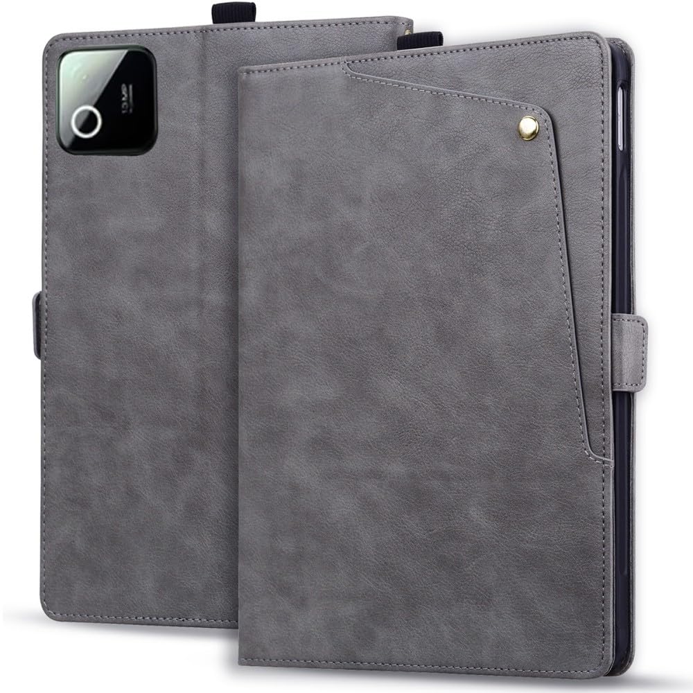 Generic Funda compatible con Xiaomi Pad 8 (color: gris) Flip Wallet Premium Leather Stand Back Flip Case Cover