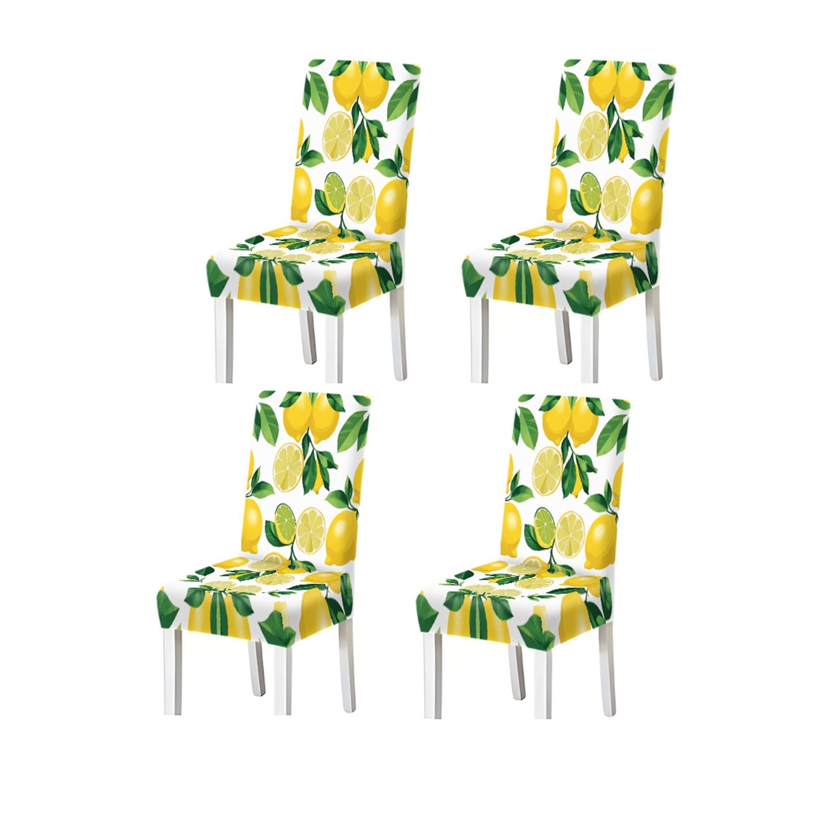 FZJKGH Lemon Fruit Pattern Print Dining Chair Covers Set Of 2/4/6, Summer Citrus Stretch Slipcovers Removable Stretch Slipcovers for Dining Chairs(4PCSChair cover)