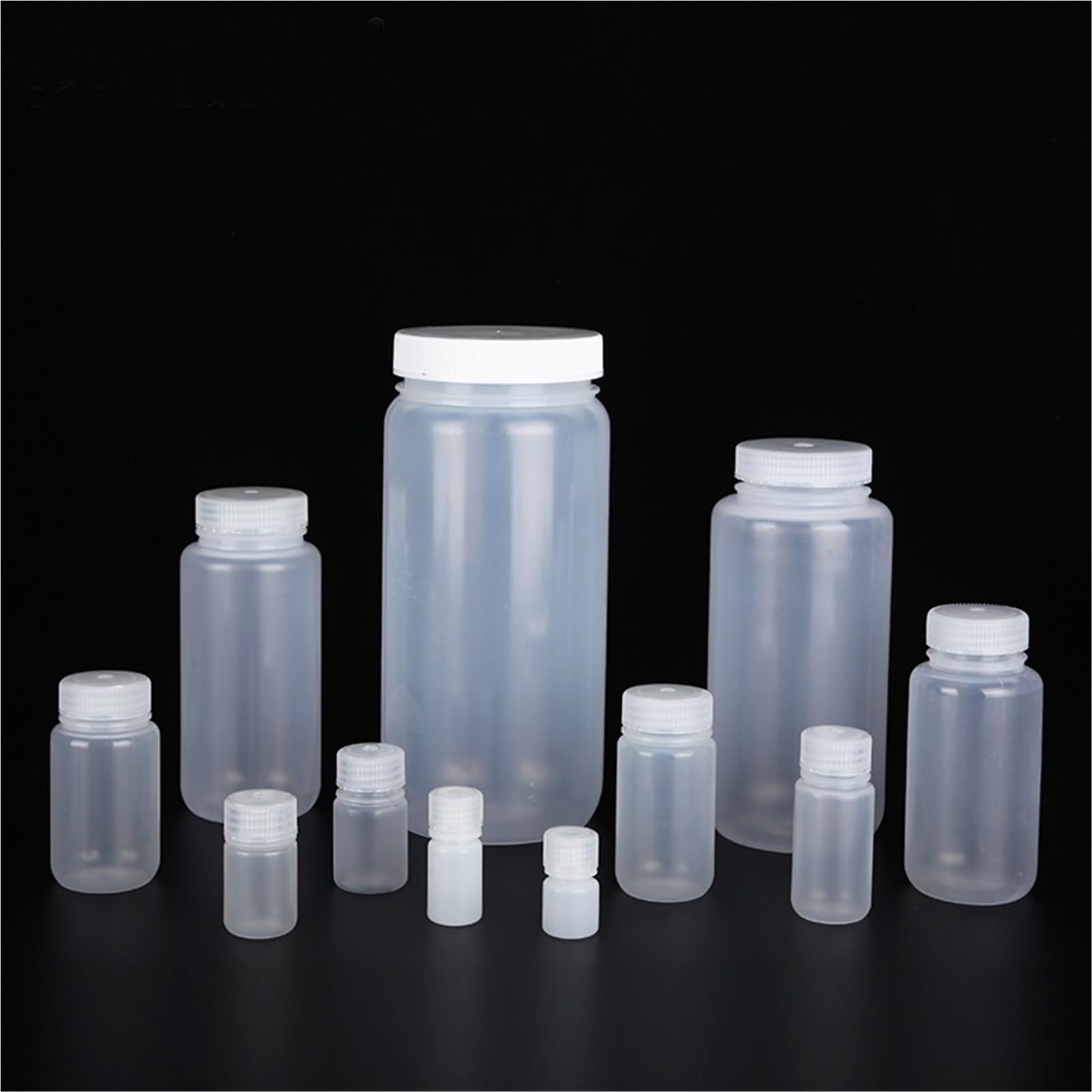 Frascos de plástico translúcidos, Botella de reactivo de Laboratorio de Boca Ancha, Botella de Boca Salvaje PP, Polipropileno de Calidad alimentaria(125mL 10pcs)