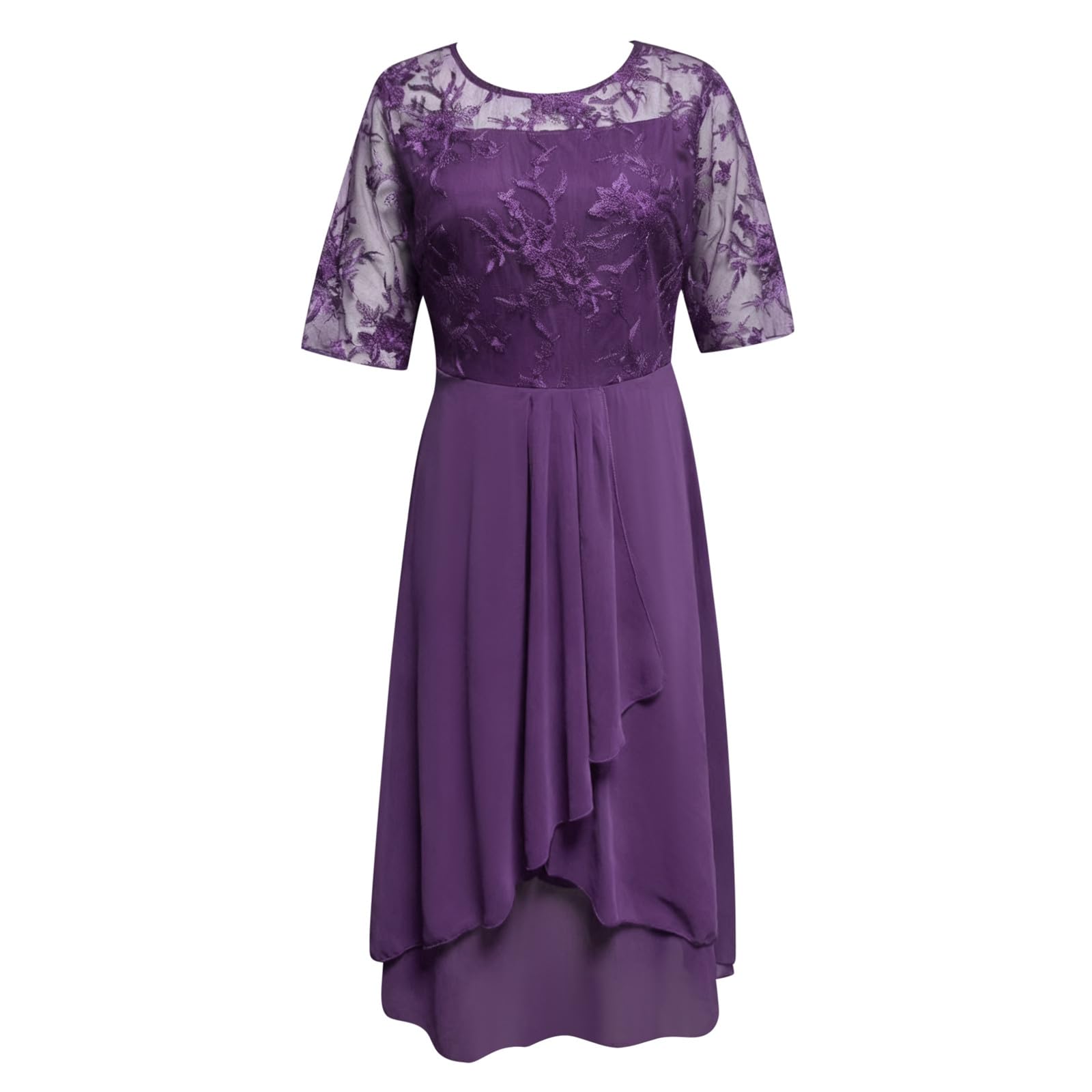 Elegante Vestido de cóctel con Gasa vaporosa y Encaje intrincado, diseño Calado para Ocasiones Formales y de Noche.#A