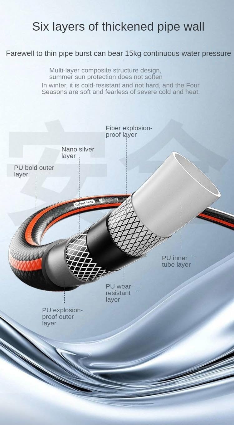 Garden Hose Nozzle Sprayer with 16.4ft Water Hose Heavy Duty Handheld Water Nozzle High Pressure in 3 Spraying Modes for Watering Plants and Lawn, Car Washing, Patio and Pet (Standard Set)