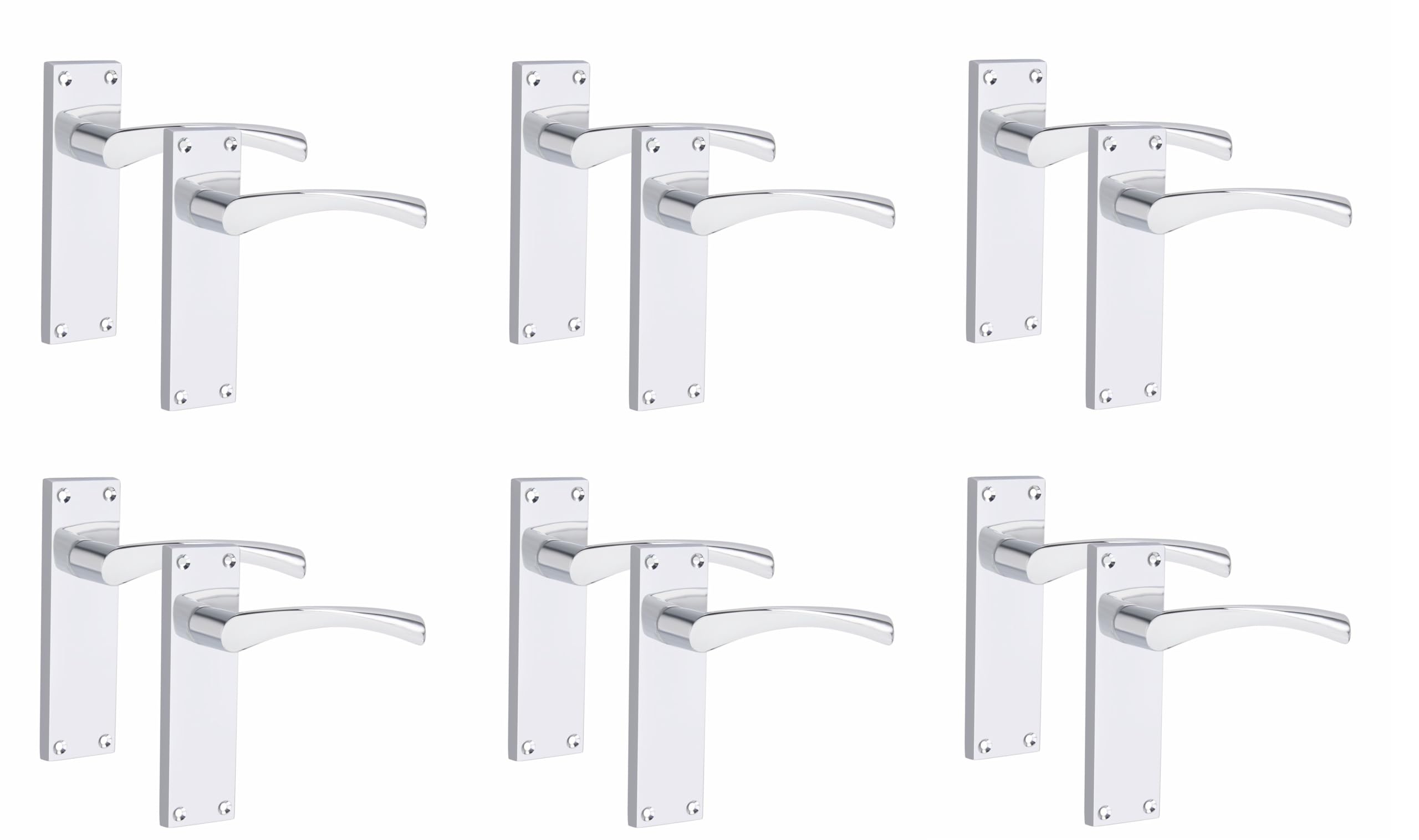 Golden Grace Victorian Scroll Astrid Door Handles Latch in Silver Polished Chrome, 6 Pairs - 150mm x 40mm Backplate