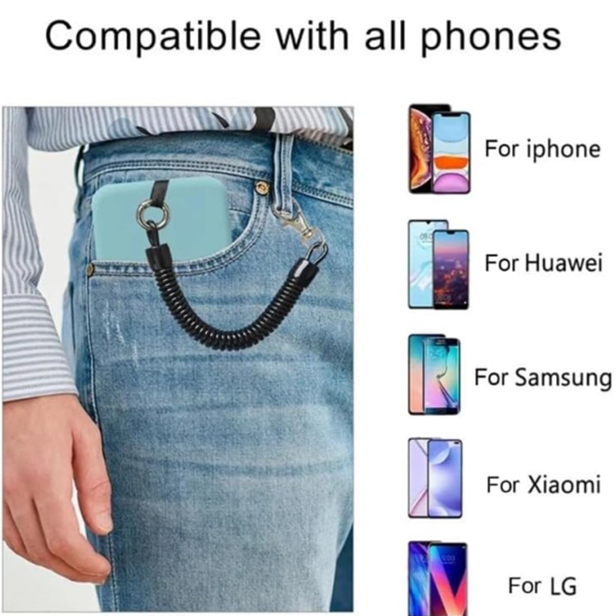 Safety Lanyard For Phone Anti-Drop Phone Lanyard Set - Retractable Safety Tether With Wrist Strap & Phone Clips Anti-theft Phone Holder - View #14