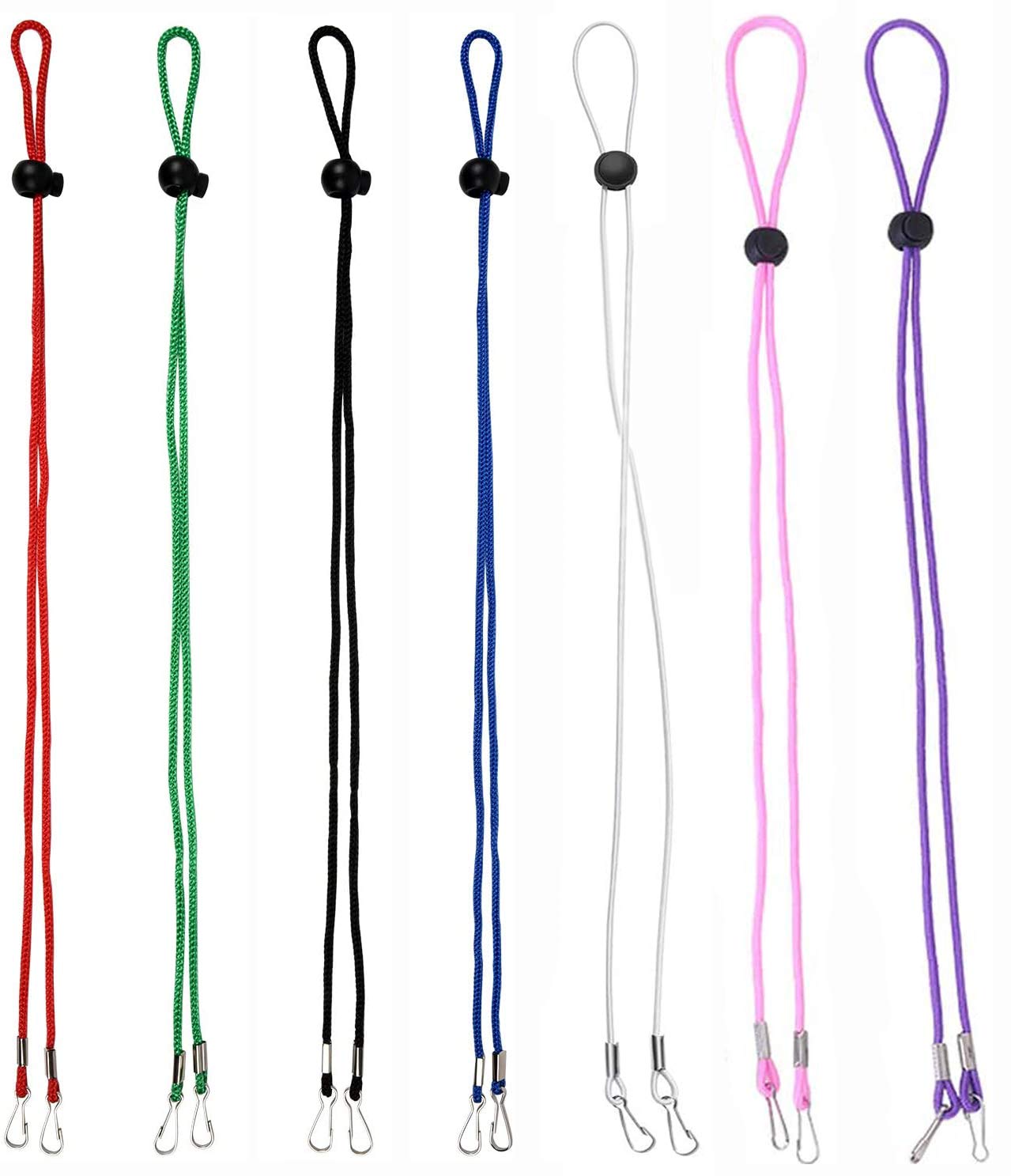 7 Pack Face Mask Lanyard, Adjustable Length Safety Mask Holder & Hanger, Anti-Lost Mask Leash Around The Neck, Comfortable Facemask Rest & Ear Saver lanyard for Women, Men, Adult, Kids(Mix 7Colors)