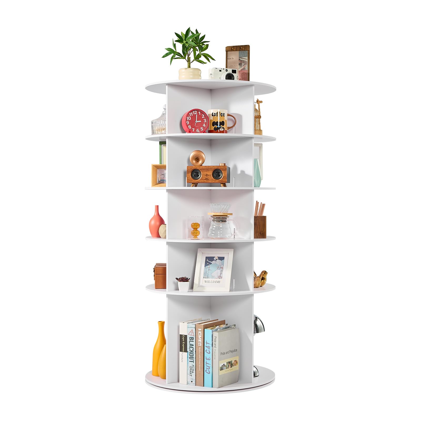 VEVOR Étagère à Chaussures rotative à 5 Niveaux, présentoir à Chaussures Rotatif à 360°, Organisateur sur Pied de Type Plateau tournant pour 20 Paires, pour Chambre, Salon, entrée, Dressing, Blanc