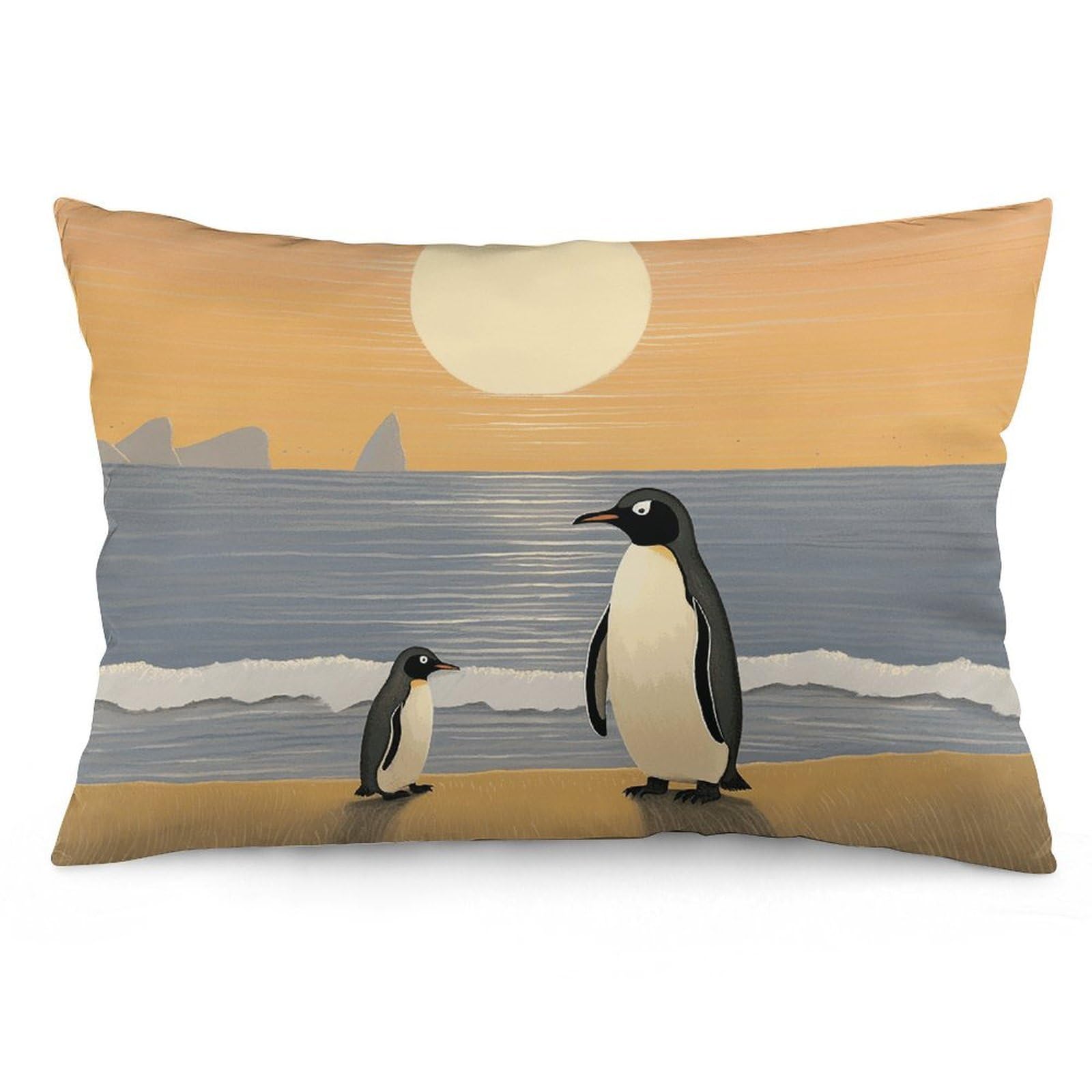 NTVOWPZO 2 Pack Decoration Throw Pillow Covers 16 "x24 Pillowcases Covers Two Penguins Pictures Pillowcases Modern Farmhouse Home Decor Sofa Cushions Covers for Couch Bed Living Room