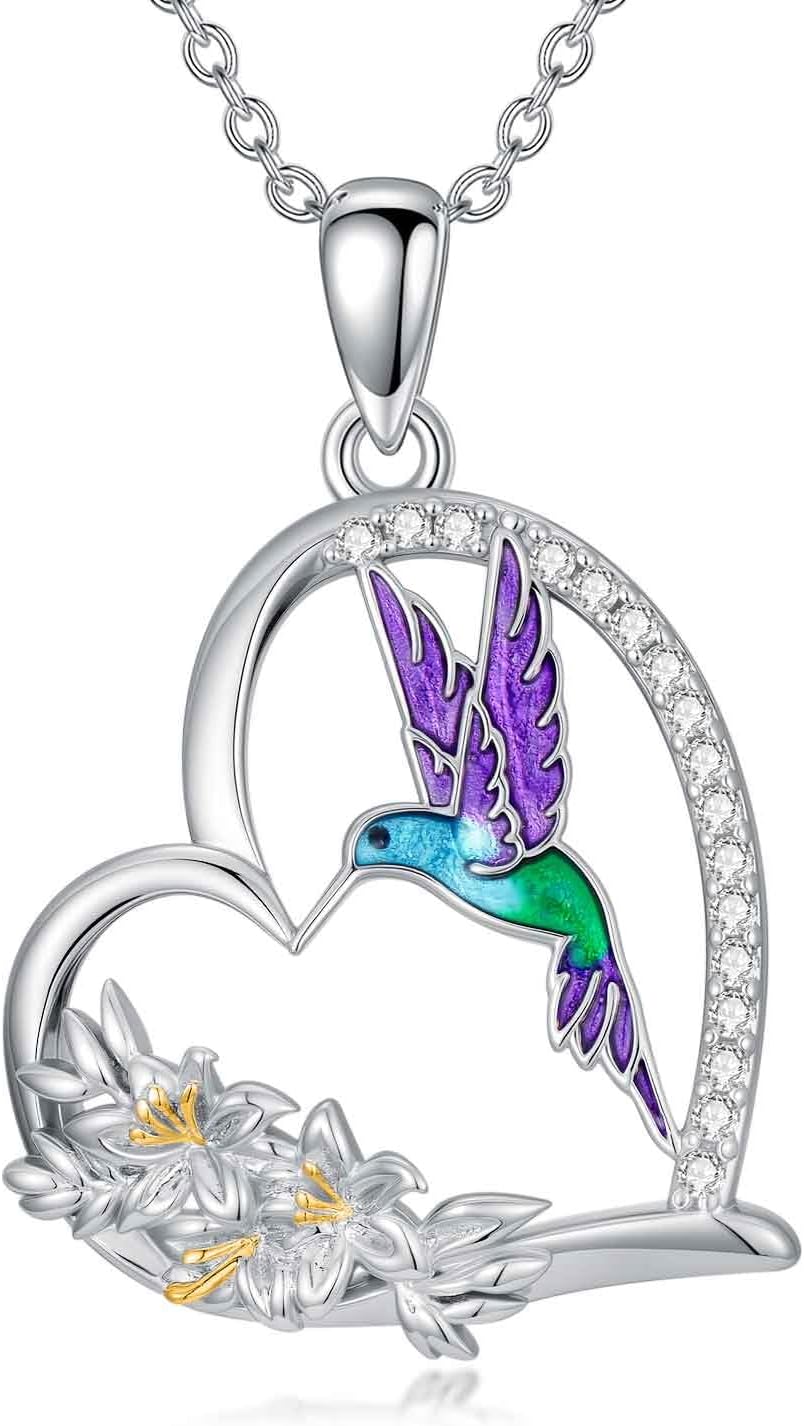 Highland Cow/Dog/Fox/Panda/Cardinal/Hummingbird/Owl/Horse Necklace for Women 925 Sterling Silver Heart Animal Pendnat Animal Jewelry Gifts for Women